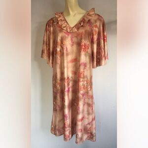 Vintage Midi Floral Shift Dress Large